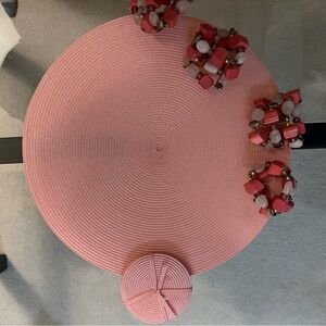 Kim Seybert Napkin Rings and Round Pink PB Placemats with Matching Coasters